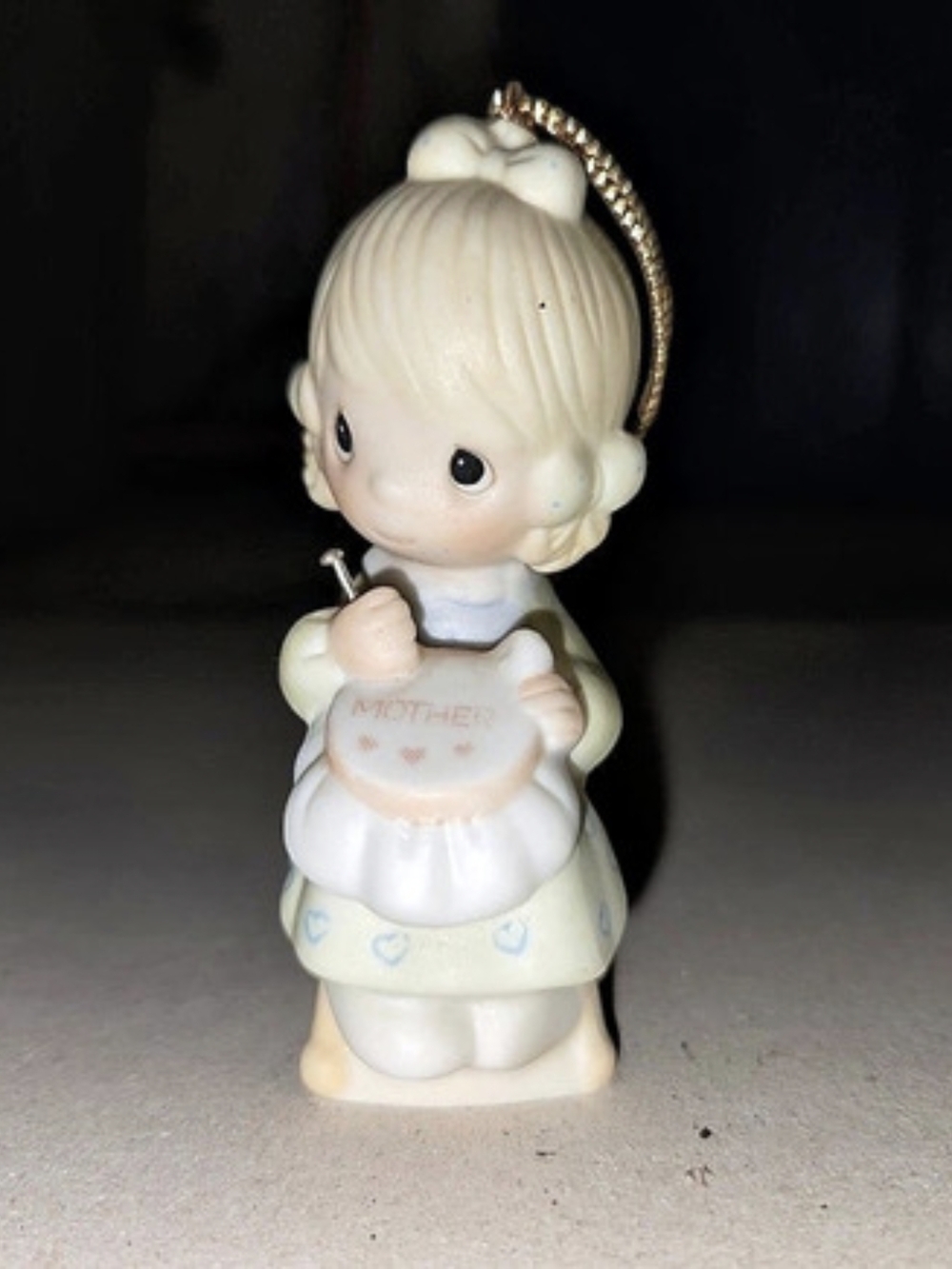 Precious Moments Mother Sew Dear Porcelain Ornament in White & Pink